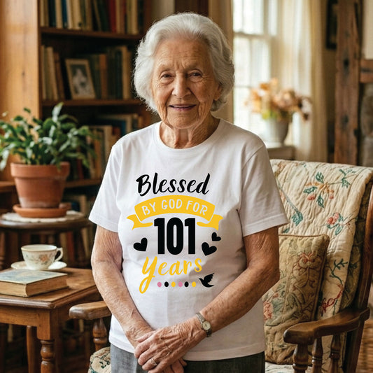 101st Birthday Shirt Blessed By God For 101 Years T-Shirt