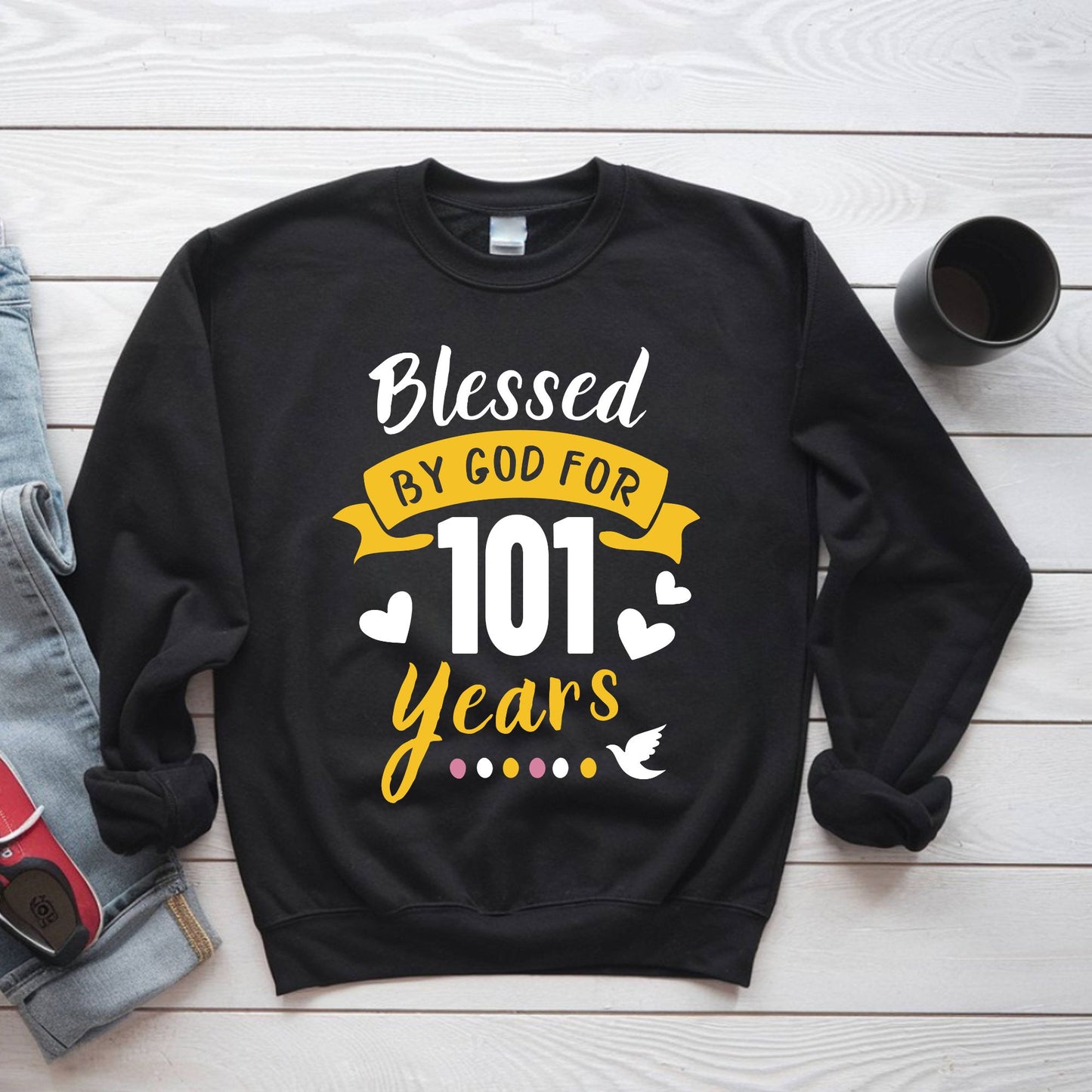101st Birthday Shirt Blessed By God For 101 Years T-Shirt
