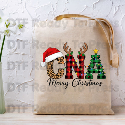 Christmas CNA Life Leopard Plaid DTF Transfers, Medical Nursing Stethoscope Holiday Ready to Press
