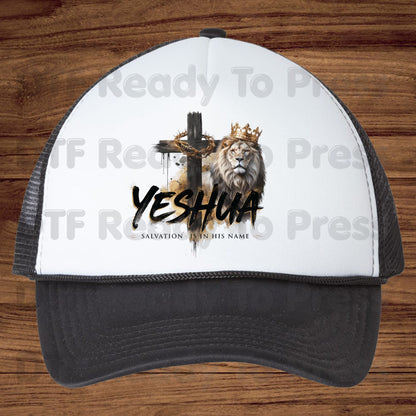 Bible Verse Yeshua Salvation Is In His Name DTF Transfer Ready to Press Christian Heat Transfer for Shirts Lion Crown Cross Tee