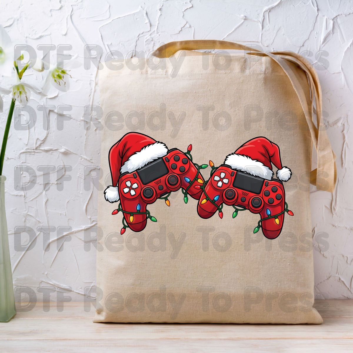 Christmas DTF Transfer, Video Game Controllers, Santa Hats and Holiday Lights