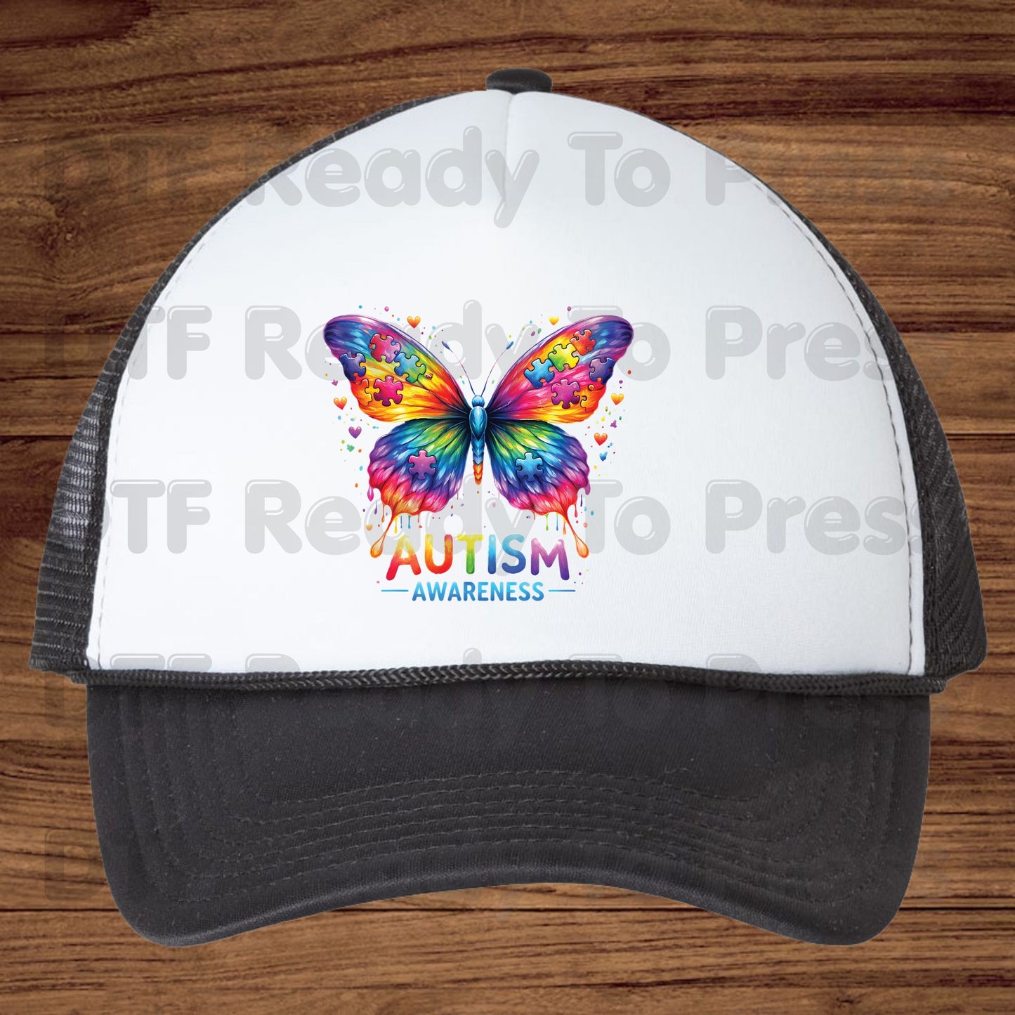 Autism Awareness DTF Transfer Ready to Press Rainbow Butterfly Puzzle Pieces Heat Transfer Tee Print Direct to Film Transfer