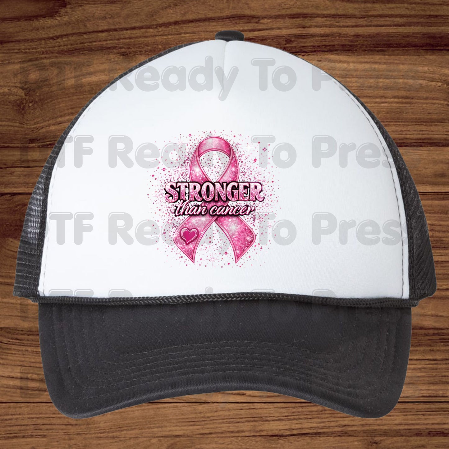 Stronger Than Cancer Pink Ribbon DTF Transfer Ready to Press Heat Transfer Glitter Sparkle Awareness Tee