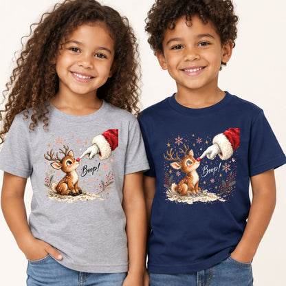 Boop Cute Reindeer T-Shirt, Santa Red Nose Christmas Tee, Festive Holiday Sweatshirt