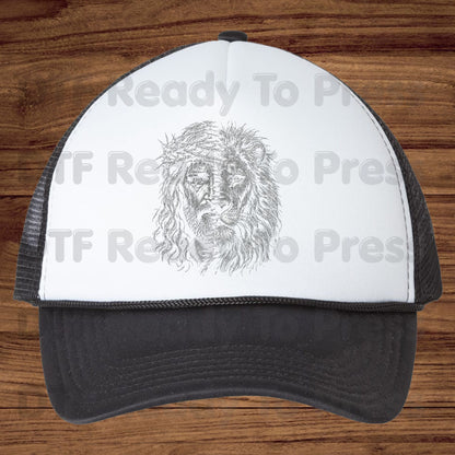Jesus and Lion DTF Transfer Ready to Press Christian Heat Transfer for Shirts Crown of Thorns Religious Portrait Tee