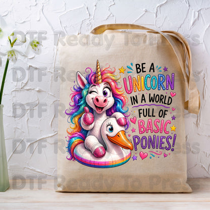 Be a Unicorn DTF Transfers, Basic Ponies Rainbow Cute Magical Girl Ready to Press