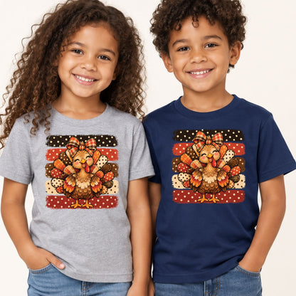 Cute Turkey Bow T-Shirt, Polka Dot Thanksgiving Tee, Striped Fall Sweatshirt