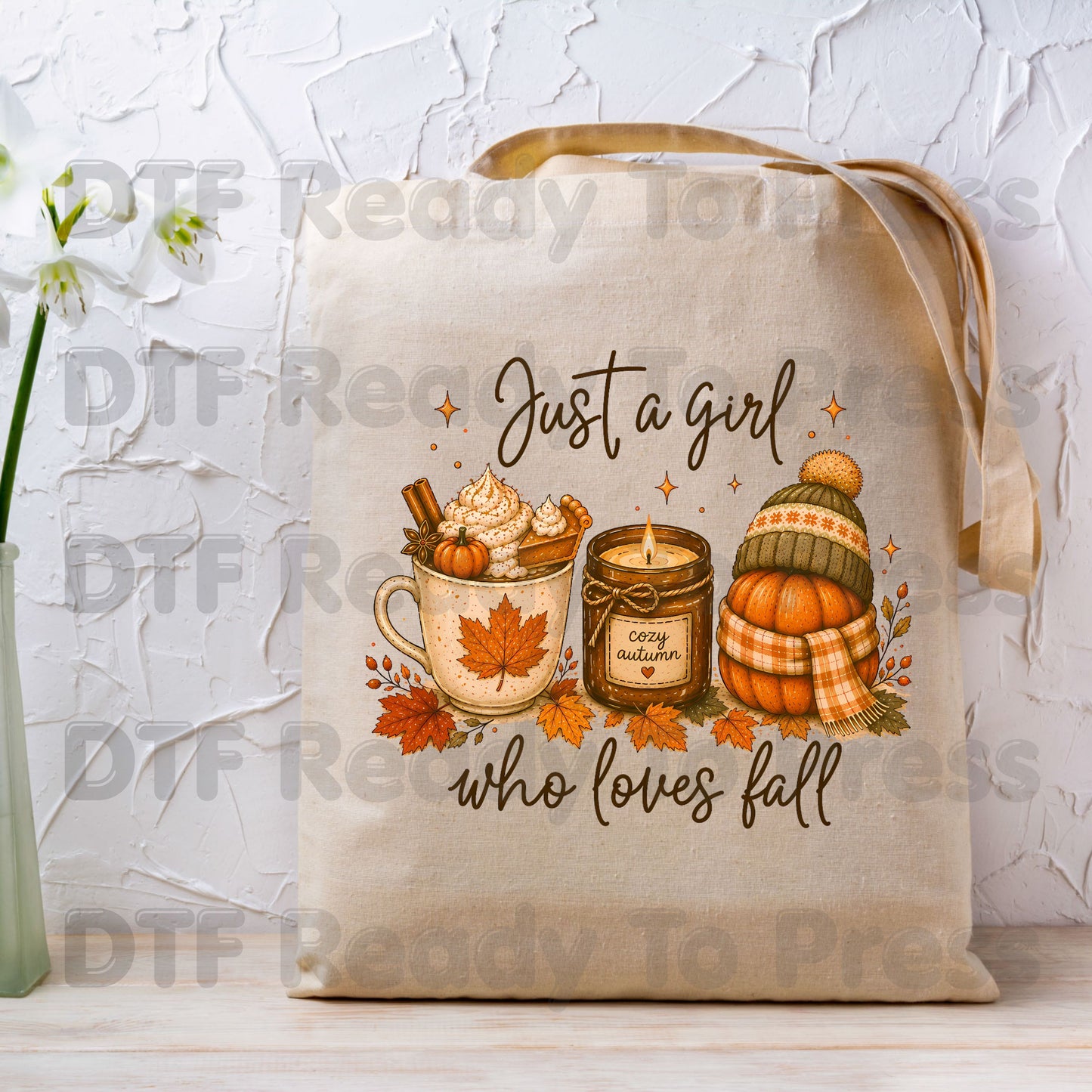 Just A Girl Who Loves Fall DTF Transfer Ready to Press