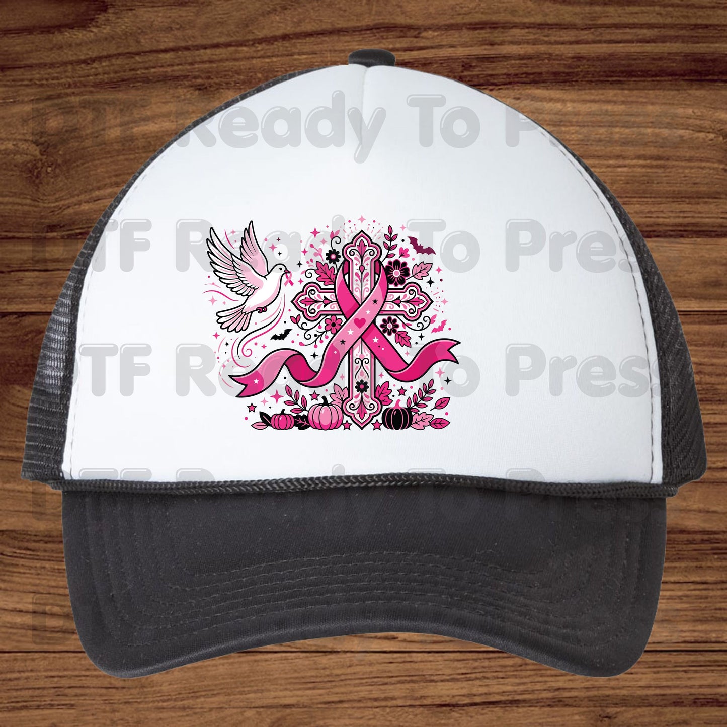 Pink Cross Dove Breast Cancer Awareness DTF Transfer Ready to Press Faith Heat Transfer Tee