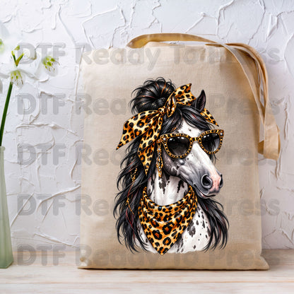 Western Horse DTF Transfers, Leopard Bandana Sunglasses Country Cowgirl Ready to Press