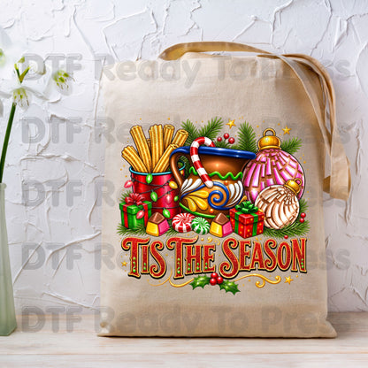 Tis the Season DTF Transfers, Mexican Christmas Churros Conchas Festive Holiday Ready to Press