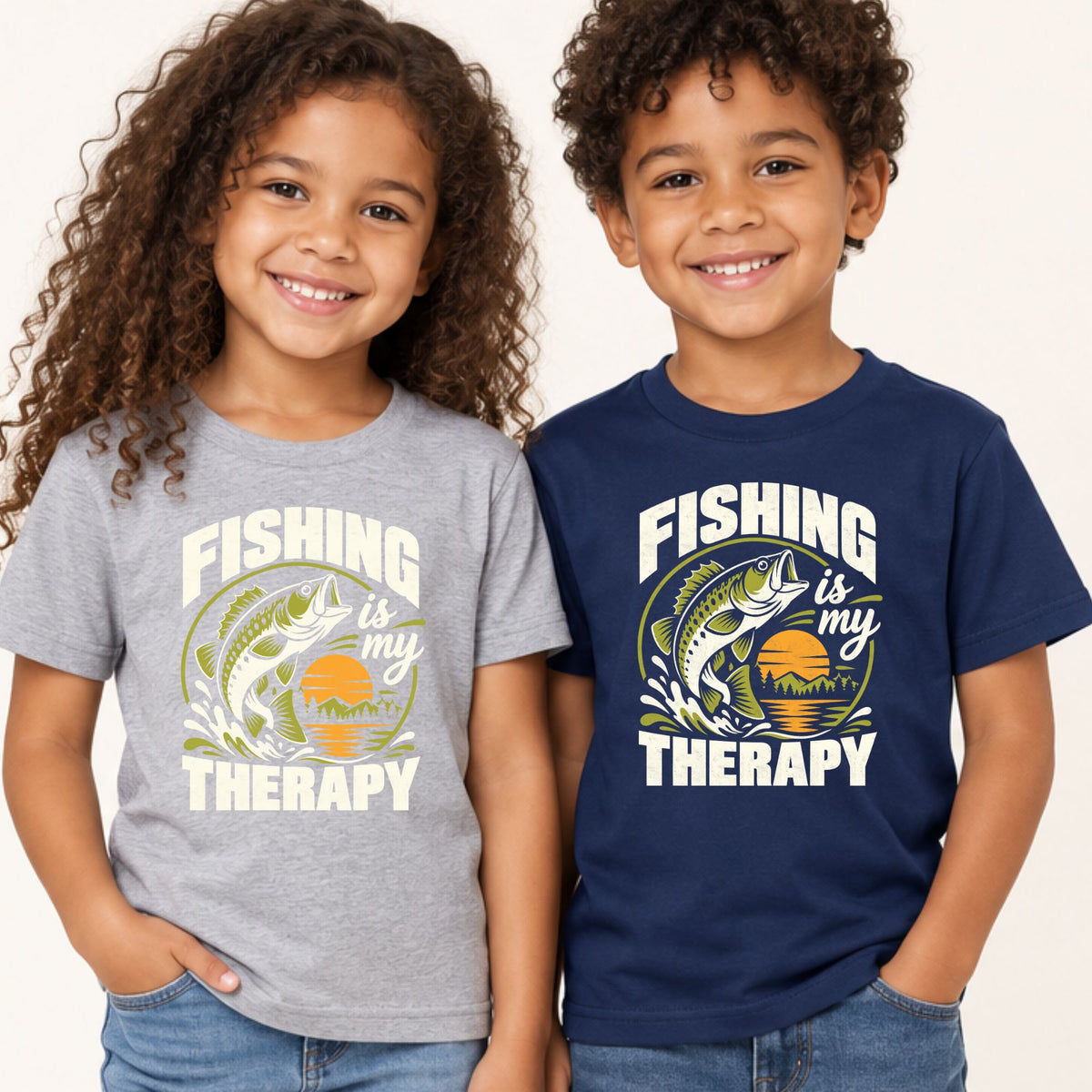Fishing Is My Therapy T-Shirt, Bass Fish Sunset Graphic Tee, Outdoor Fishing Shirt, Fisherman Gift