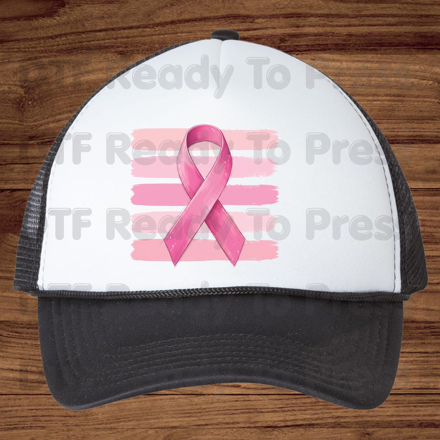 Pink Ribbon DTF Transfer Breast Cancer Awareness Brush Strokes Heat Transfer Ready to Press Tee Print Direct to Film