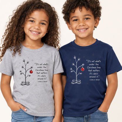 Christmas Tree T-Shirt, Who’s Around It Red Ornament Quote Tee, Nostalgic Holiday Sweatshirt