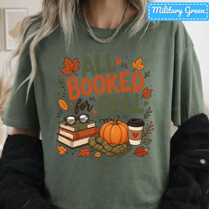 All Booked for Fall Bookish Pumpkin T-Shirt, Cozy Reading Sweatshirt