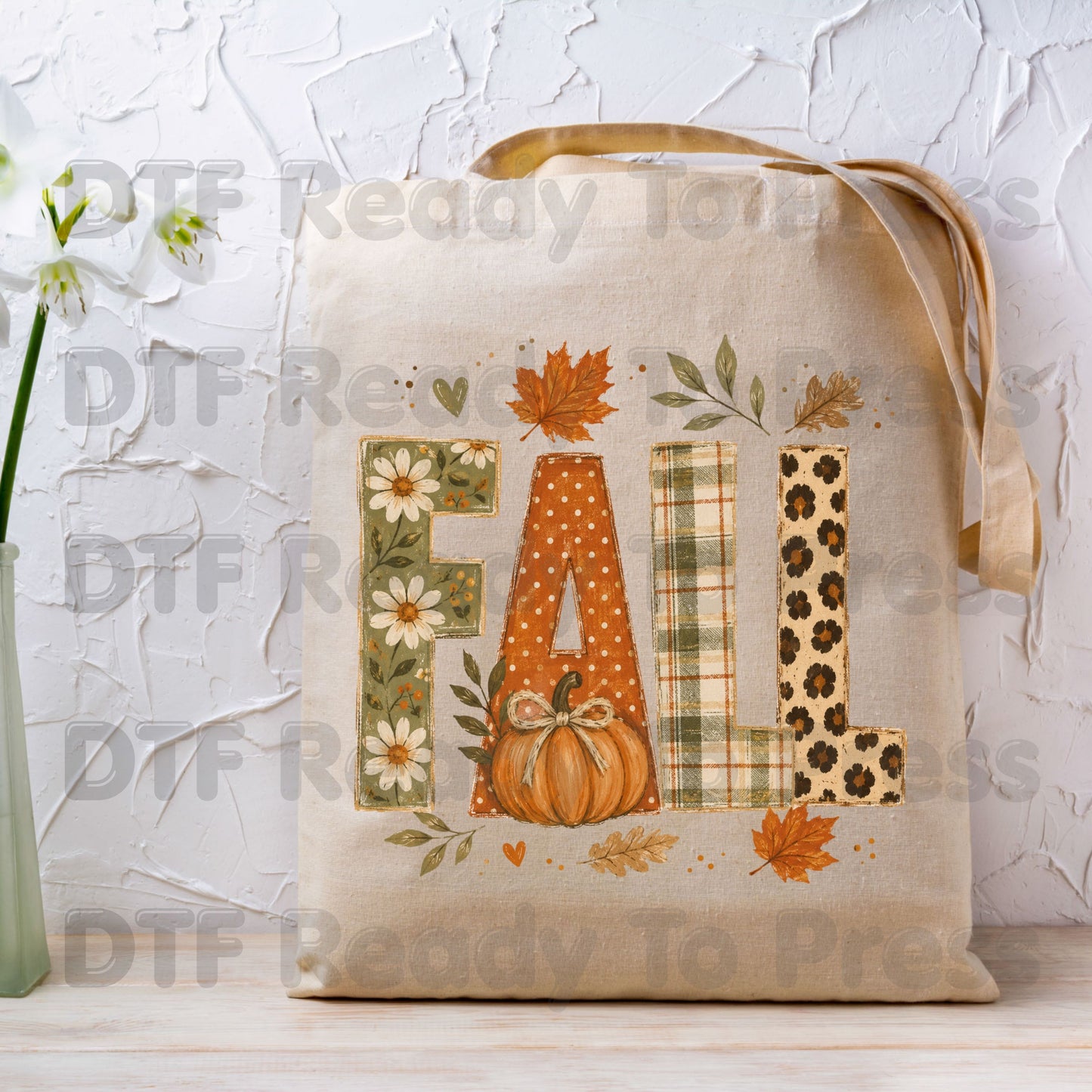 Fall DTF Transfer Ready to Press Autumn Floral Plaid Leopard Letters Heat Transfer for Shirts Pumpkin and Leaves Aesthetic Tees