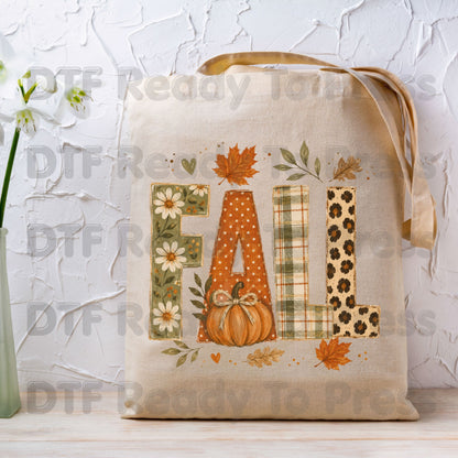 Fall DTF Transfer Ready to Press Autumn Floral Plaid Leopard Letters Heat Transfer for Shirts Pumpkin and Leaves Aesthetic Tees