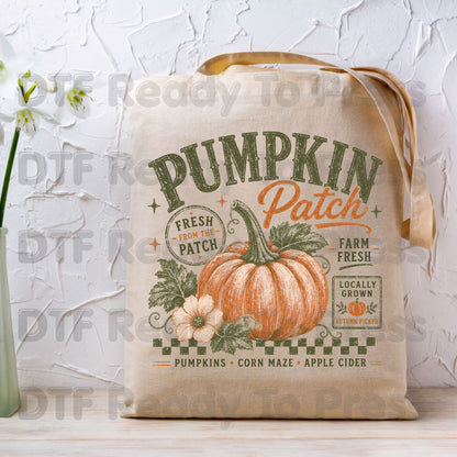Halloween Pumpkin Patch DTF Transfer Ready to Press Farm Fresh Autumn Heat Transfer For Shirts Vintage Fall Pumpkin Graphic Print Locally Grown