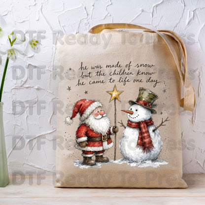 Frosty Snowman DTF Transfers, Santa Came to Life Christmas Quote Holiday Ready to Press