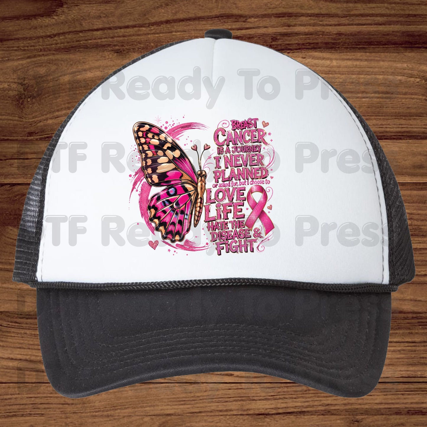 Breast Cancer Is A Journey Butterfly Breast Cancer Awareness DTF Transfer Ready to Press Heat Transfer Tee