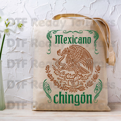 Mexicano Chingon DTF Transfers, Mexican Eagle Coat of Arms Green Brown Ready to Press