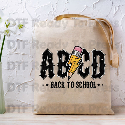 Rock Back to School DTF Transfers, ABCD Lightning Pencil Teacher Student Ready to Press