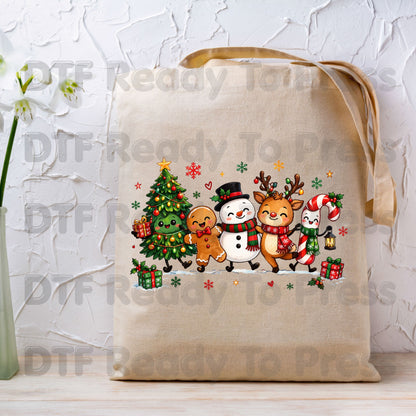 Christmas Friends Squad DTF Transfers, Holiday Reindeer Snowman Christmas Tree Cute Ready to Press