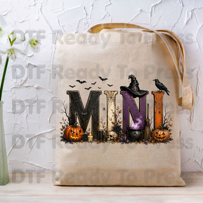 Mini Halloween DTF Transfers, Witch Hat Cauldron Pumpkin Kids Spooky Season Ready to Press