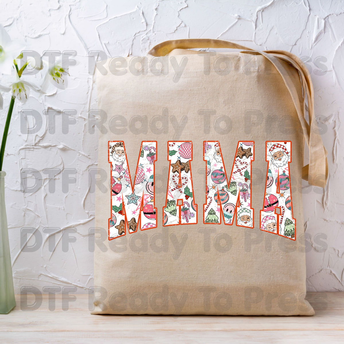 Christmas Mama DTF Transfers, Pink Disco Santa Vintage Retro Christmas Ready to Press