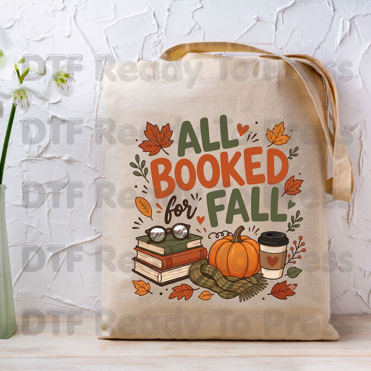 Fall DTF Transfer Ready to Press All Booked for Fall Cozy Reading Design Pumpkin and Coffee Graphics Heat Transfer for Shirts Autumn Vibes