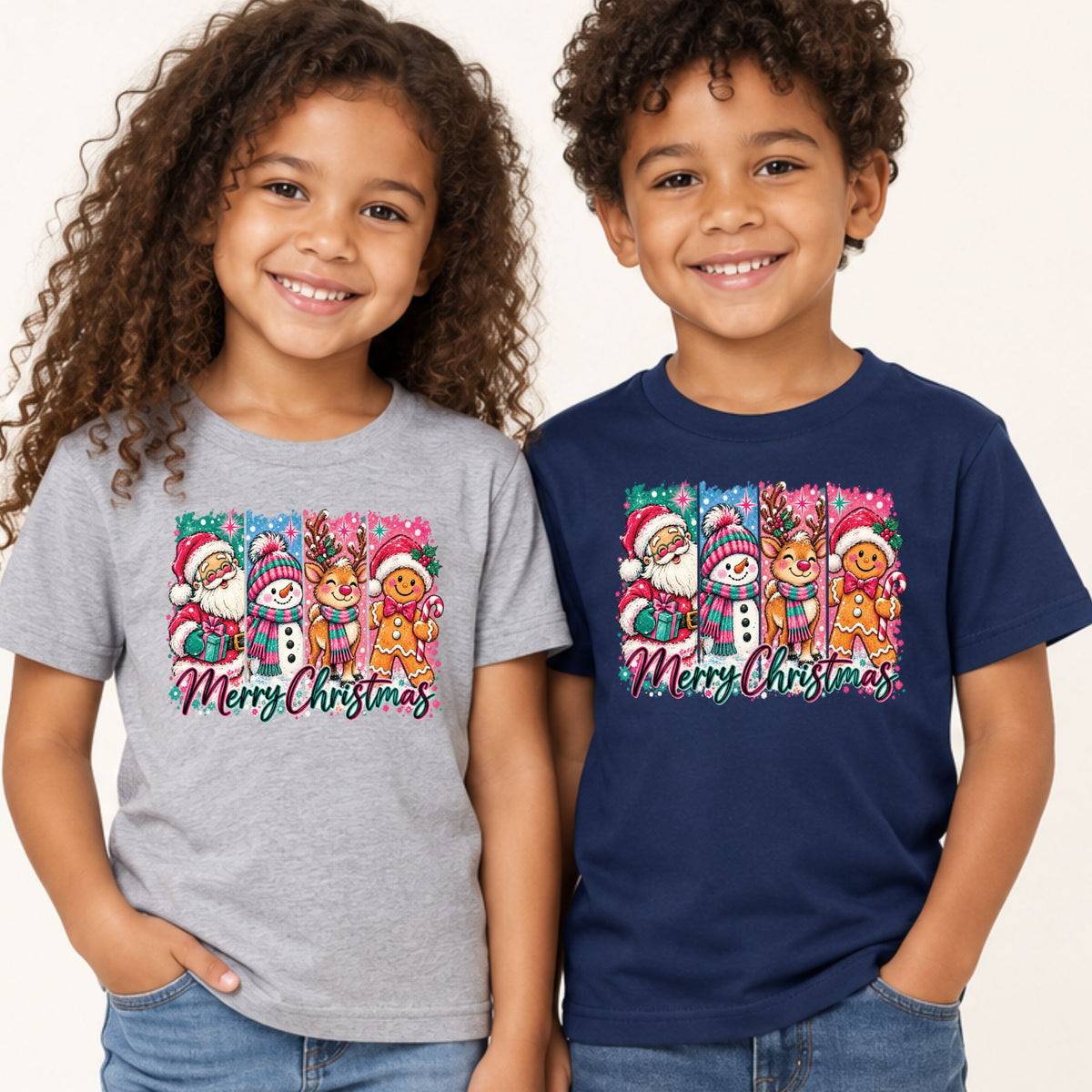 Christmas Characters T-Shirt, Santa Snowman Reindeer Gingerbread Tee, Holiday Sweatshirt