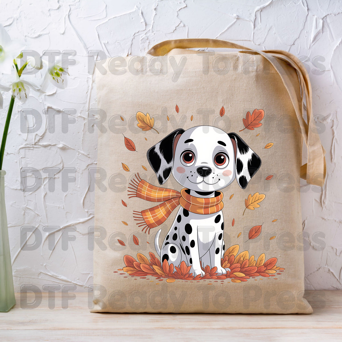 Fall Dalmatian DTF Transfer Ready to Press
