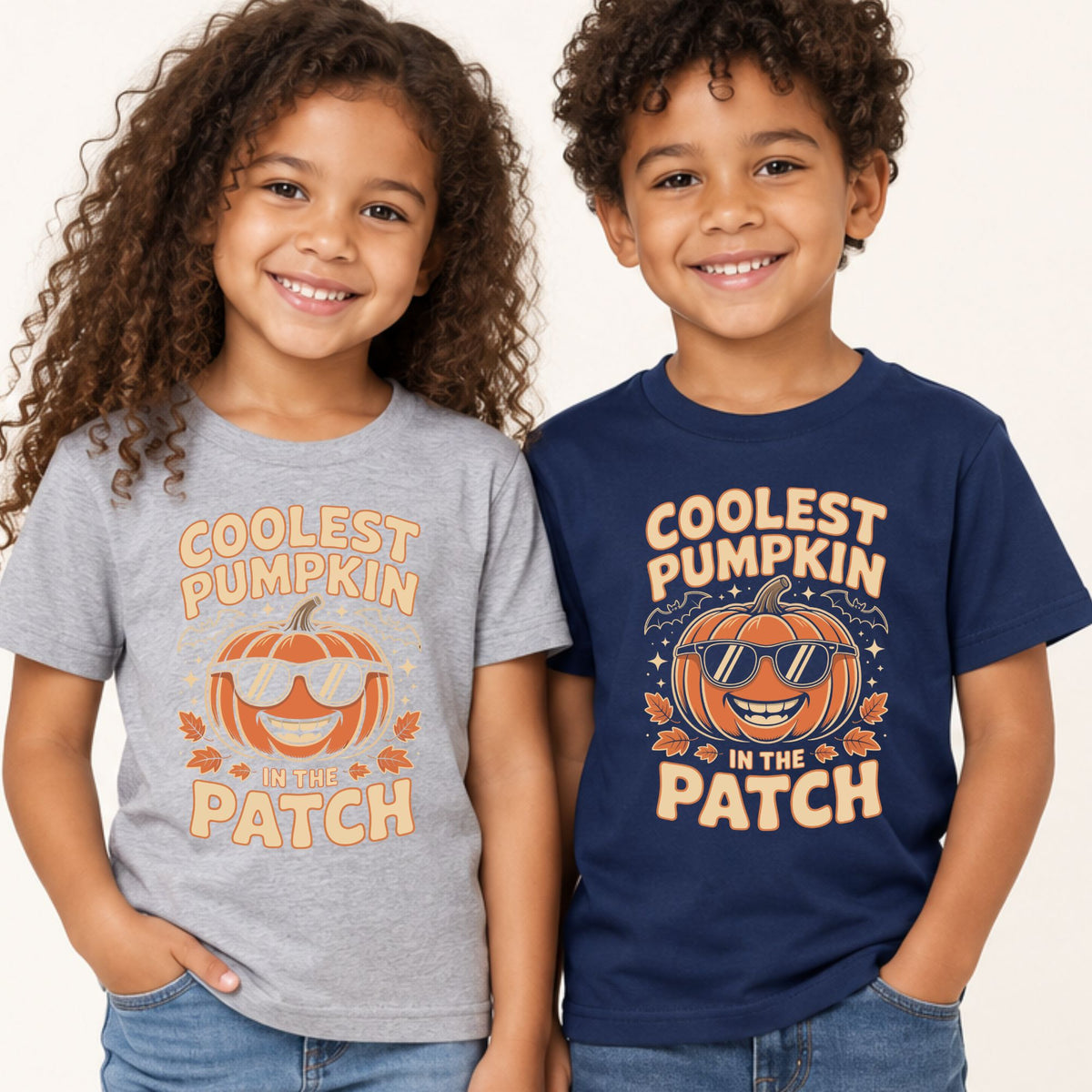 Coolest Pumpkin in the Patch T-Shirt, Retro Halloween Sunglasses Fall Season Tee for Toddler and Kids