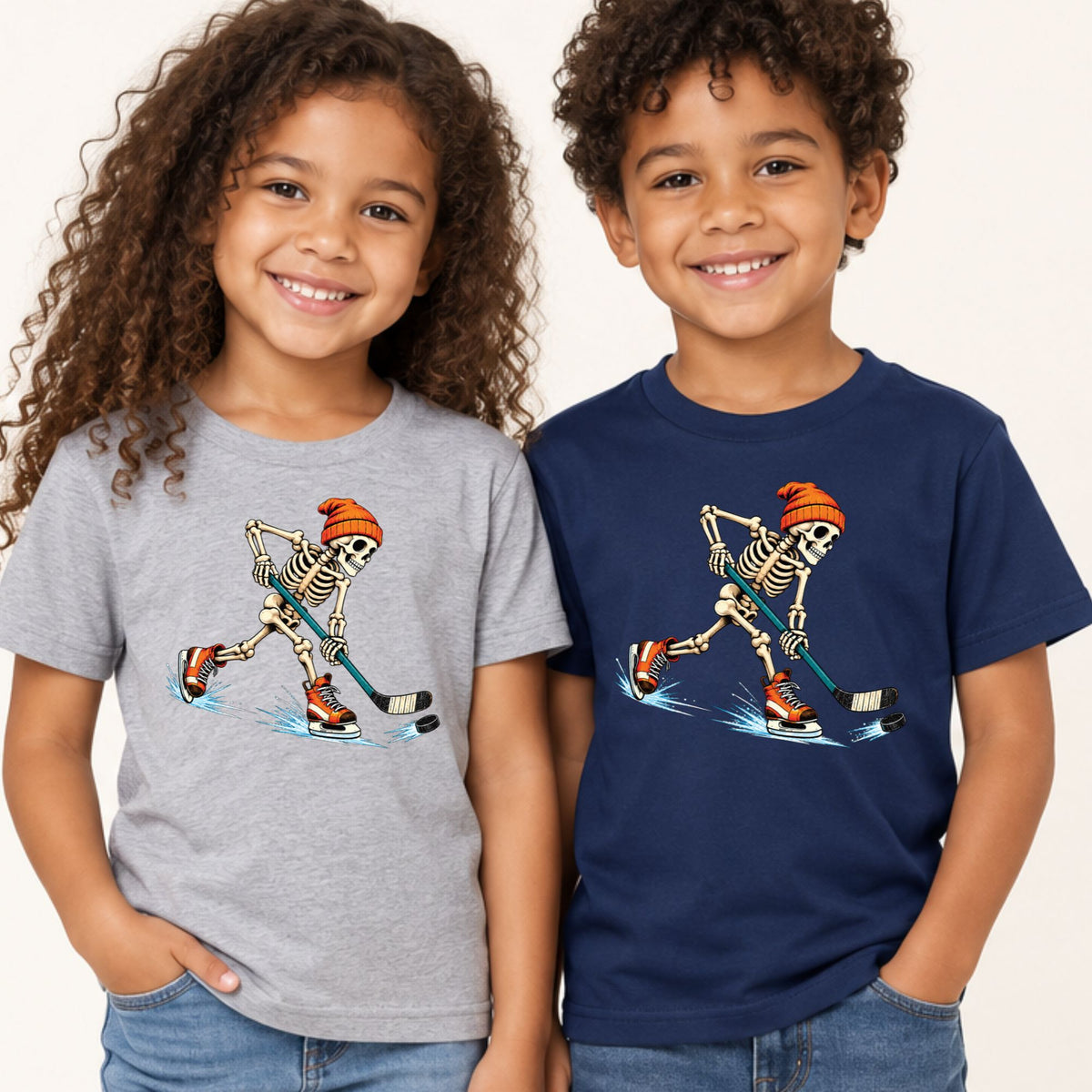 Hockey Skeleton T-Shirt, Skating Skeleton Beanie Graphic Tee, Ice Hockey Sweatshirt