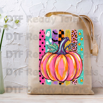Halloween Pumpkin Brush Strokes DTF Transfers, Leopard Ghosts Candy Corn Spooky Season Ready to Press