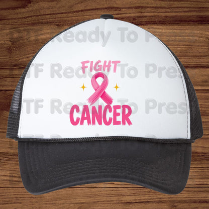 Fight Cancer DTF Transfer Ready to Press Pink Ribbon Awareness Heat Transfer Tee Print Direct to Film Transfer