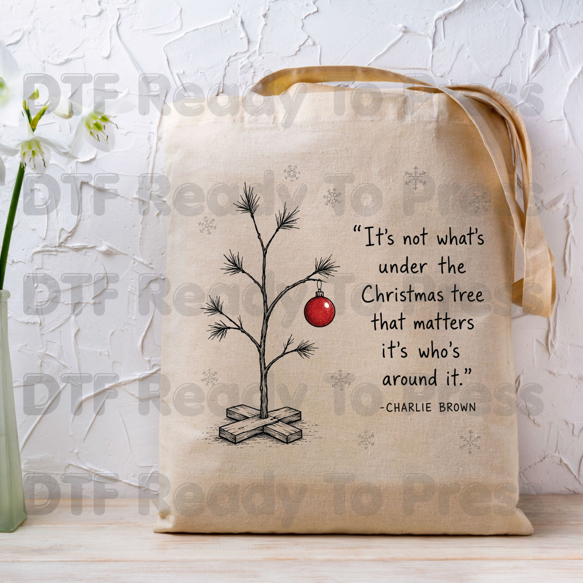 Christmas DTF Transfer, Charlie Brown Christmas Tree, Red Ornament Quote Graphic