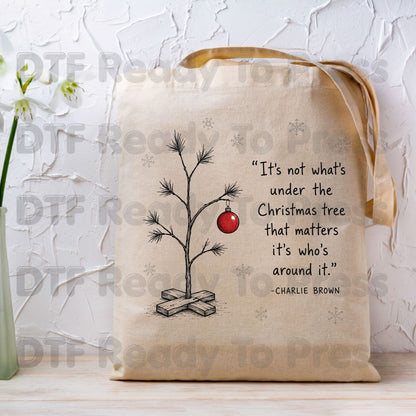 Christmas DTF Transfer, Charlie Brown Christmas Tree, Red Ornament Quote Graphic