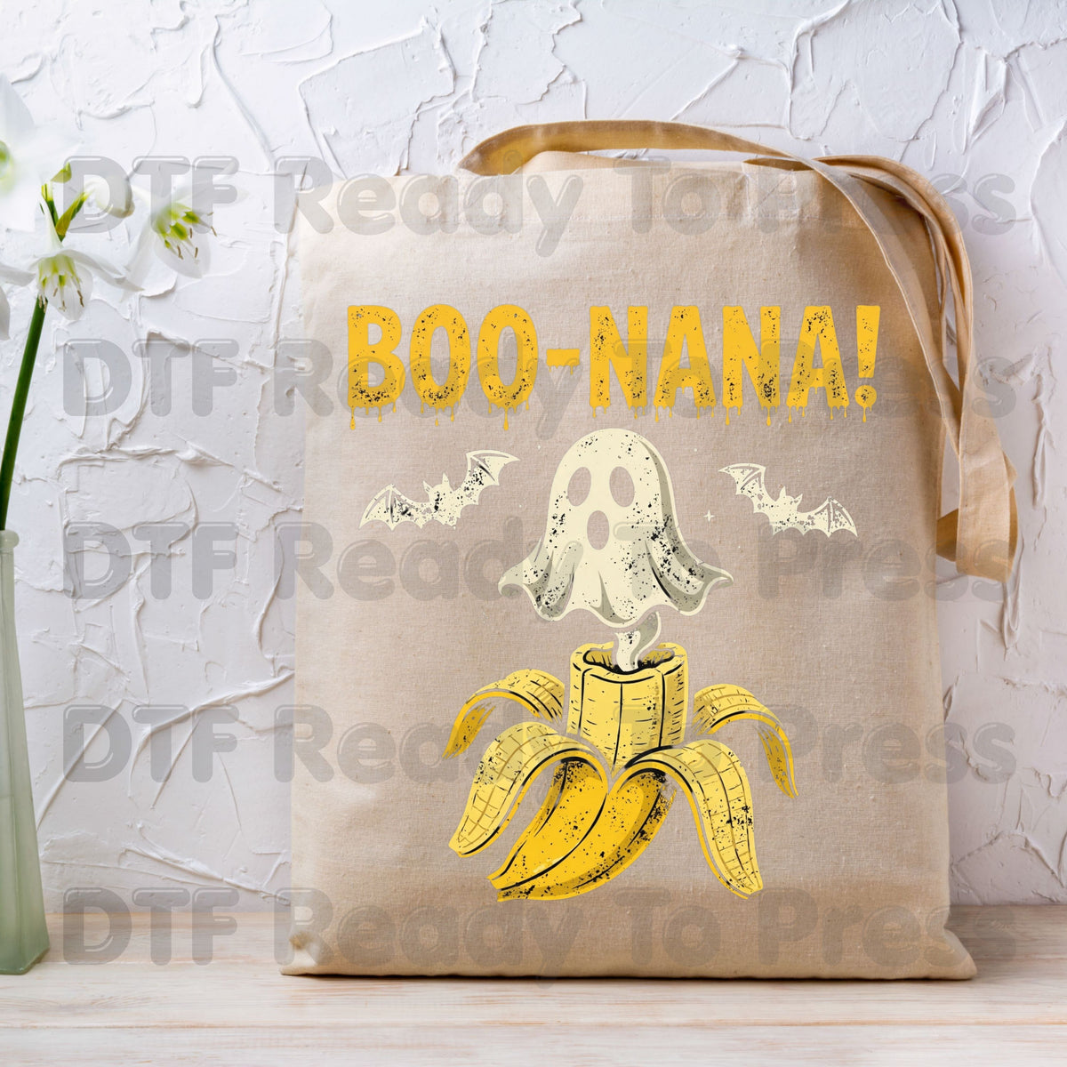 Boonana Ghost Halloween DTF Transfers, Funny Banana Ghost Spooky Vibes Ready to Press