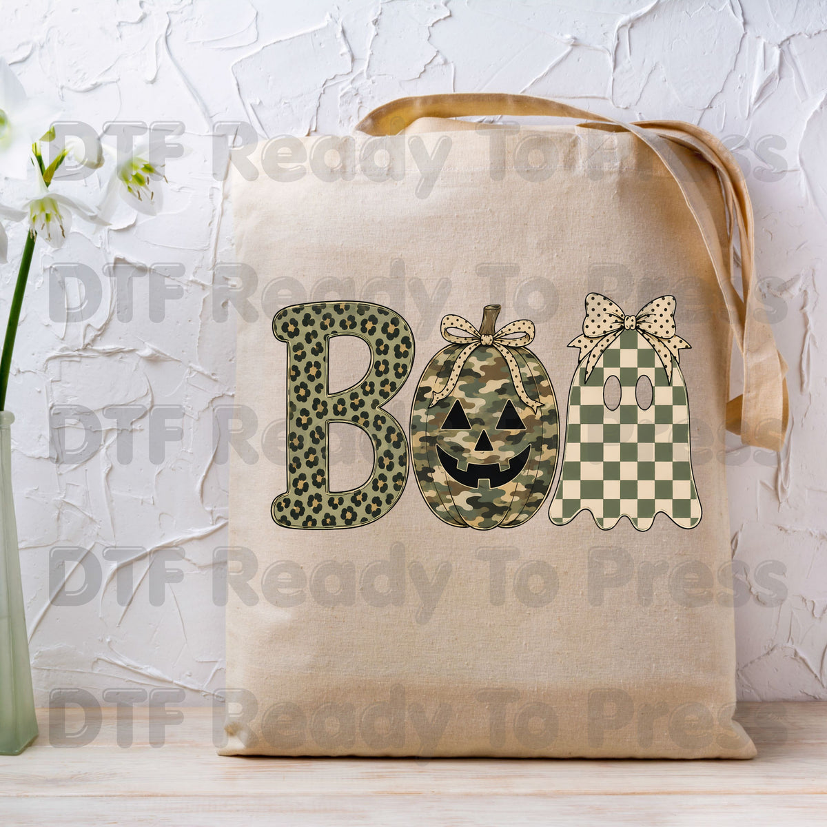 Halloween Camo Pumpkin DTF Transfers, Boo Ghost Leopard Checkered Coquette Bow Spooky Ready to Press
