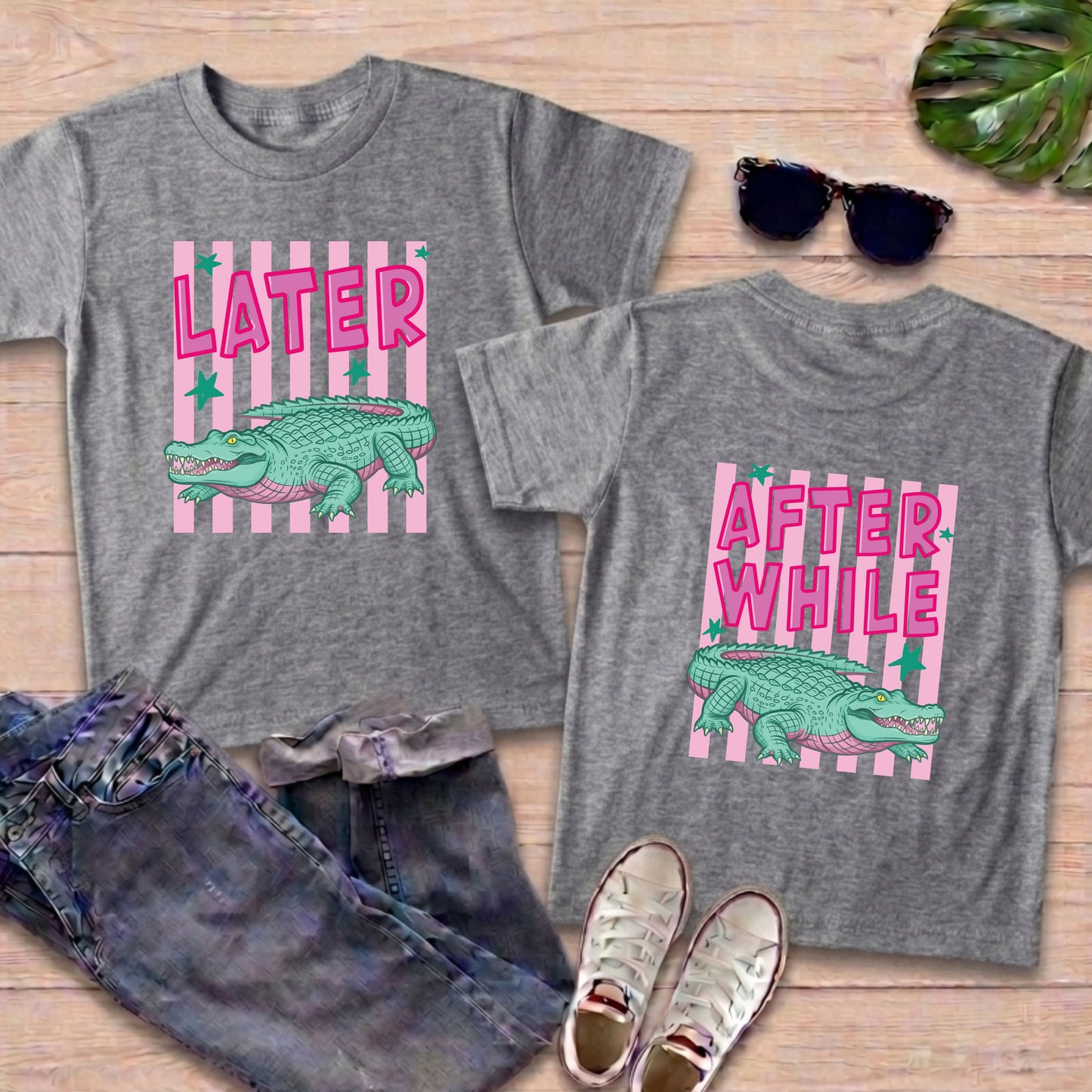 Later Gator Alligator Summer T Shirt After A While Crocodile Summer Vacation Tees Front Back Print Funny Graphic Beach Trip Shirts