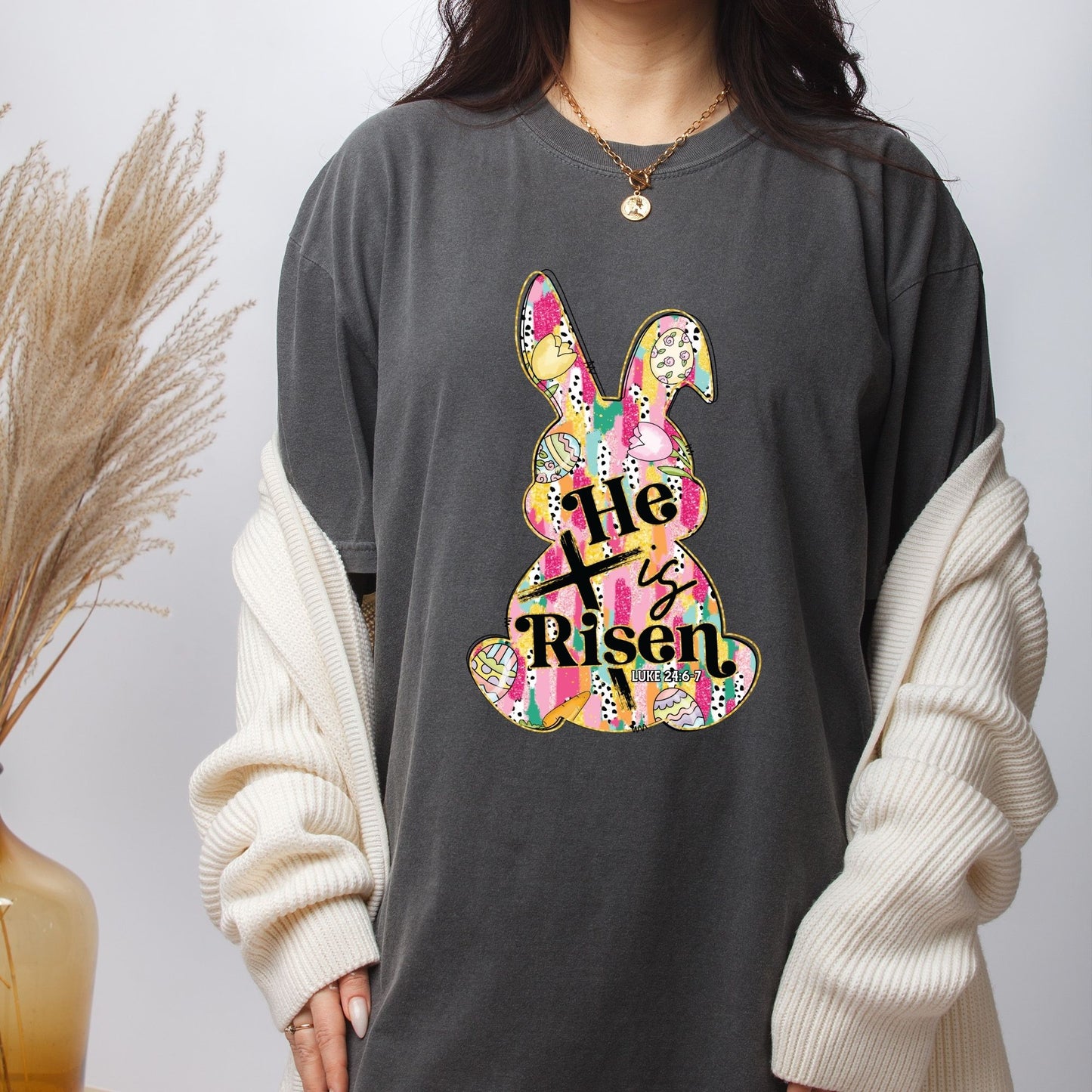 He is Risen Easter Bunny DTF Transfer ready to Press