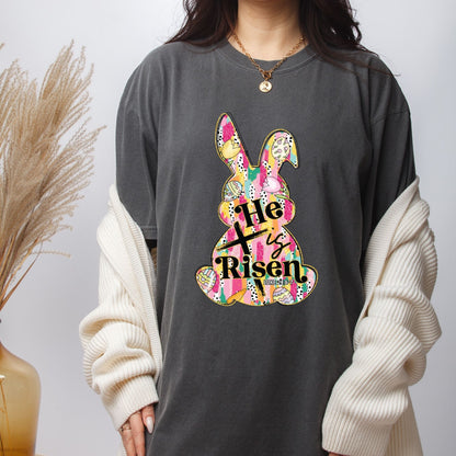 He is Risen Easter Bunny DTF Transfer ready to Press