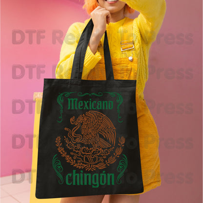 Mexicano Chingon DTF Transfers, Mexican Eagle Coat of Arms Green Brown Ready to Press