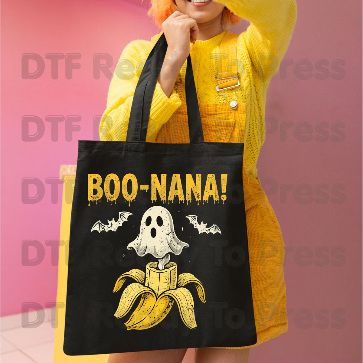 Boonana Ghost Halloween DTF Transfers, Funny Banana Ghost Spooky Vibes Ready to Press