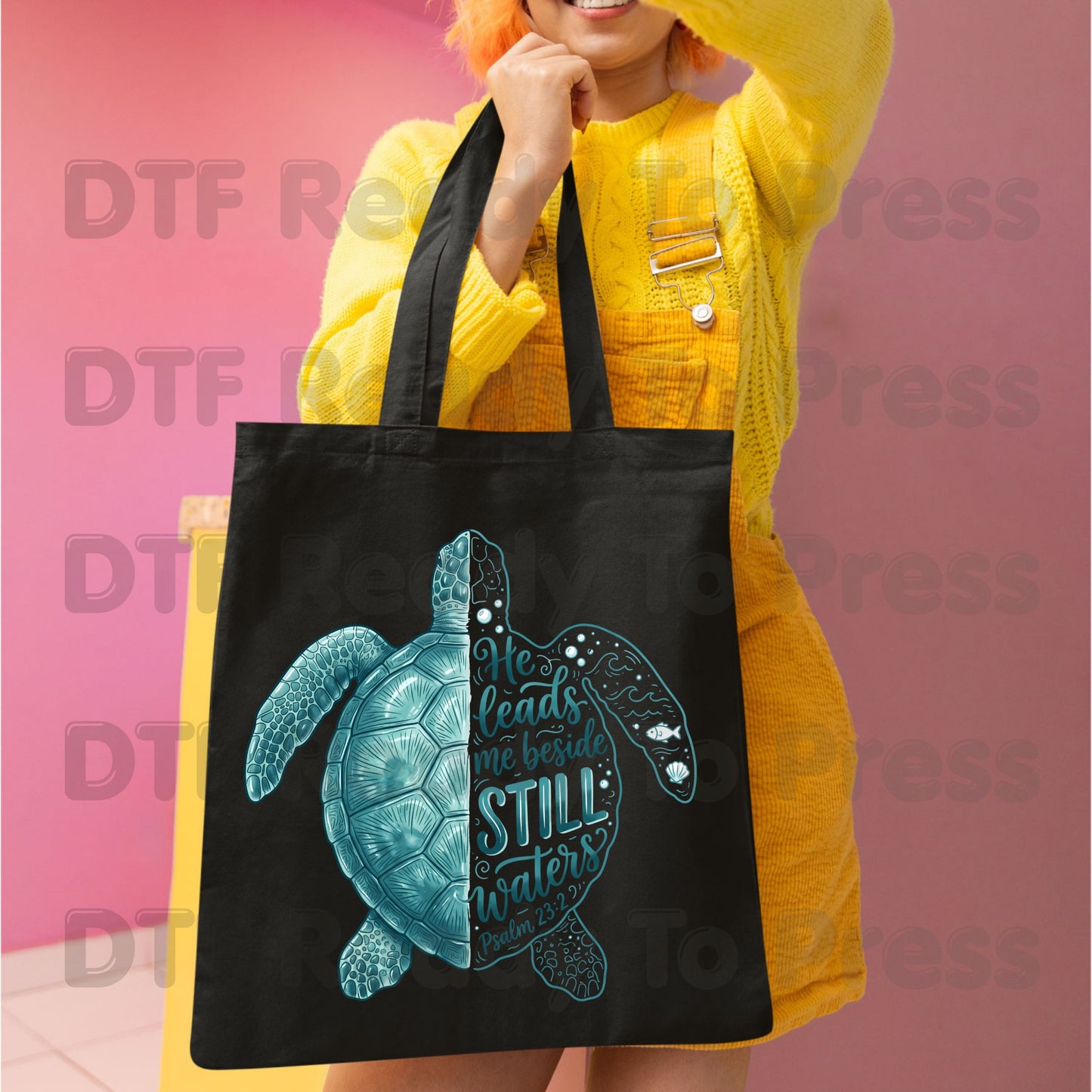 Christian DTF Transfers, Sea Turtle He Leads Me Beside Still Waters Psalm 23