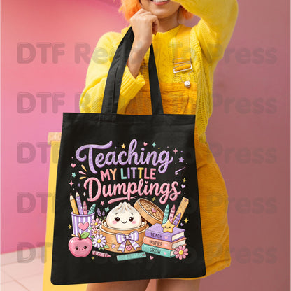 Teaching My Little Dumplings DTF Transfers, Cute Pastel Kawaii Teacher School Life Ready to Press
