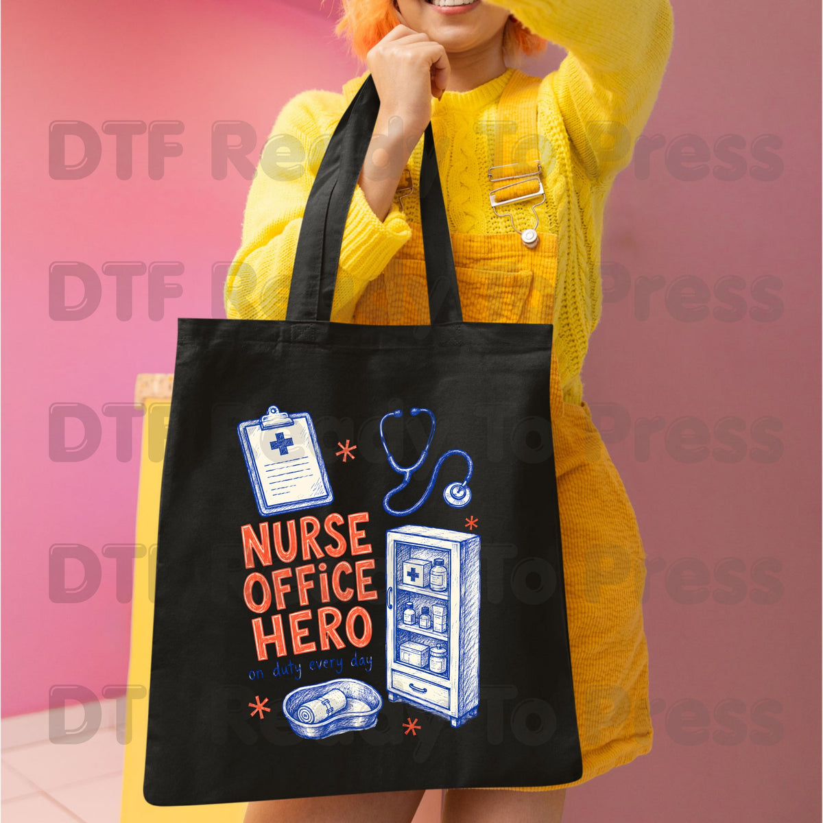 Nurse Office Hero DTF Transfers, School Medical Stethoscope Clipboard Nurse Ready to Press