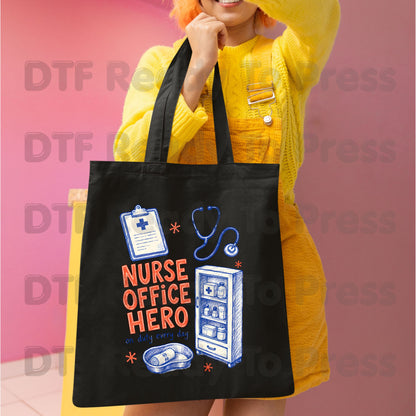 Nurse Office Hero DTF Transfers, School Medical Stethoscope Clipboard Nurse Ready to Press