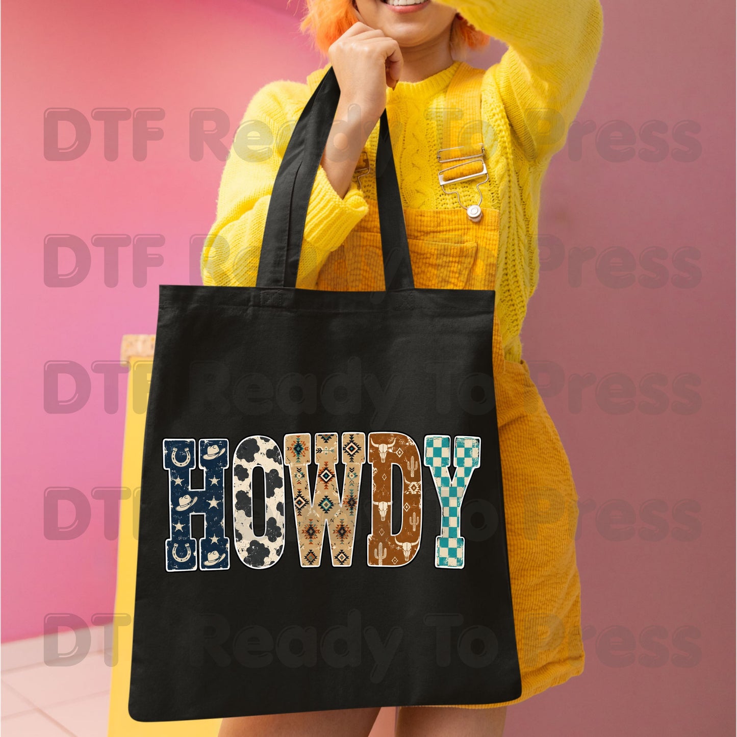 Western Howdy DTF Transfers, Cow Print Southwestern Western Vibe Ready to Press
